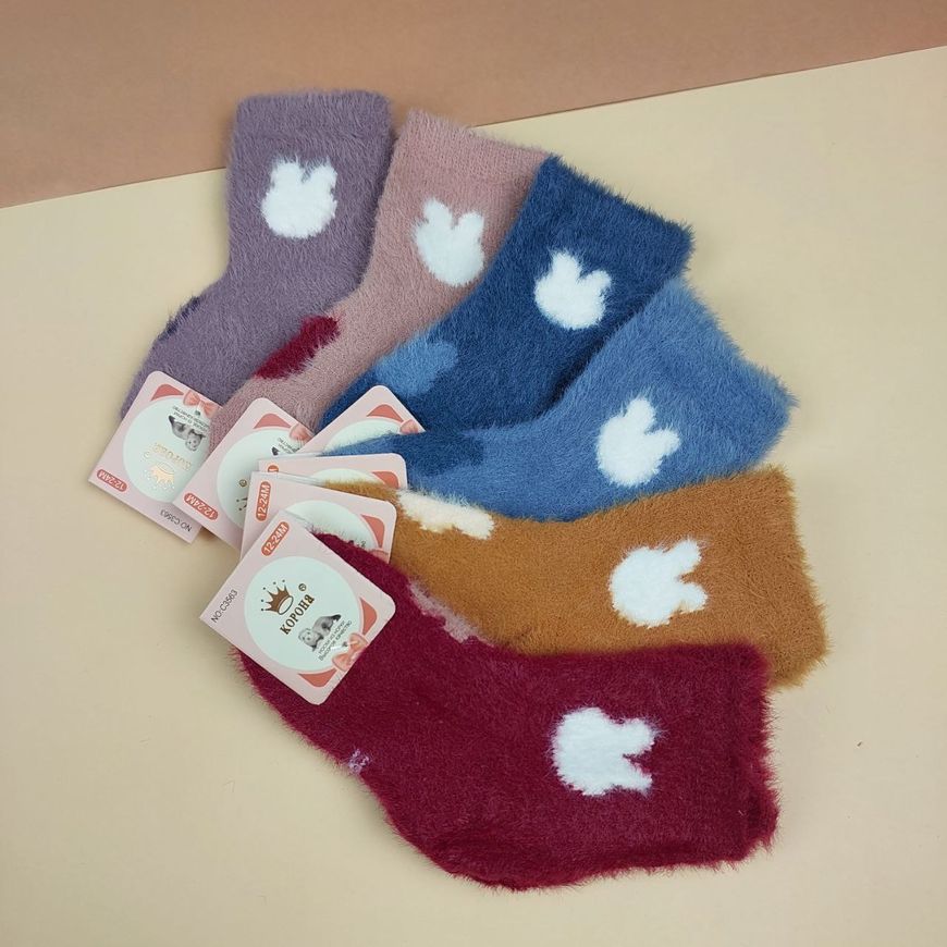 Шкарпетки дитячі пухнасті зайчата (норка) фото
