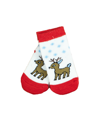 Дитячі махрові шкарпетки новорічні з оленятком фото
