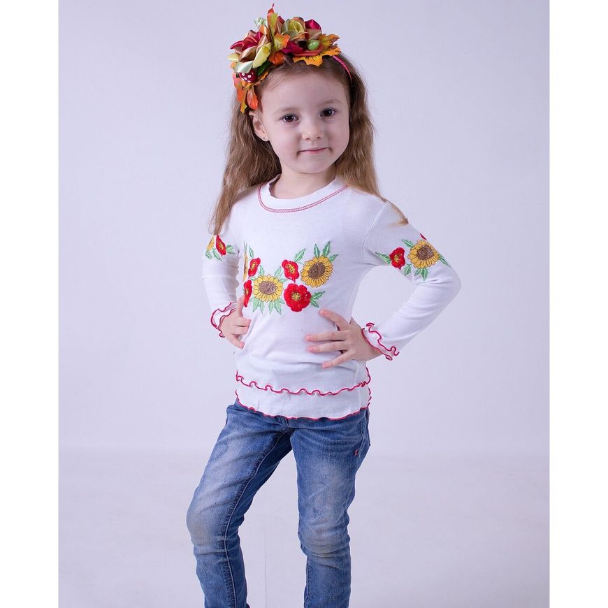 Блуза для дівчинки з довгим рукавом "Вишиванка-9" фото