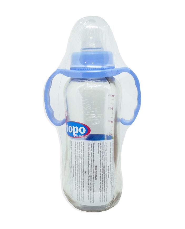 Бутылочка стеклянная 240 мл с ручками "Topo Buono" фото