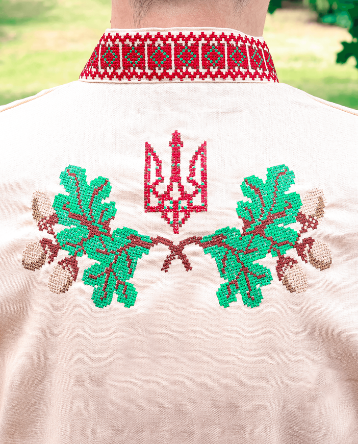 Мужская льняная вышиванка "Дубочек" фото